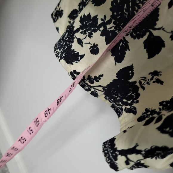 Cream Black Dark Cottage Floral Midi Cute Flirty Dress Size Large NWT - Picture 9 of 9
